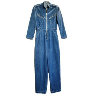 VTG Jordache Denim Jumpsuit Zip Front Long Sleeve Coveralls 70s 80s Boho Sz S